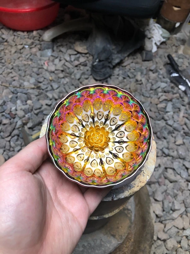 七彩爱心金莲花 茶杯