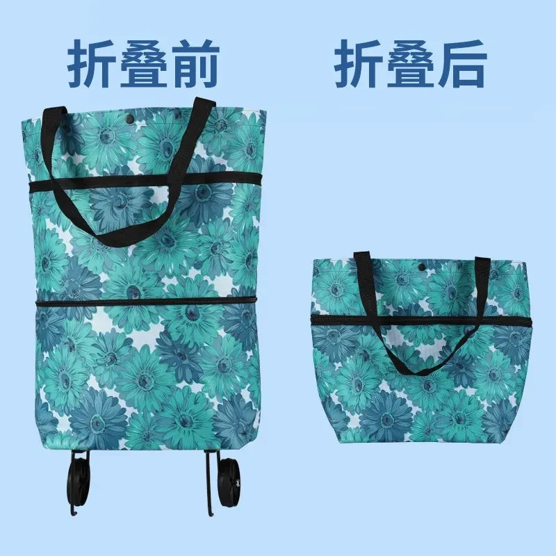 买菜加厚便携滚轮拖车超市购物车可折叠