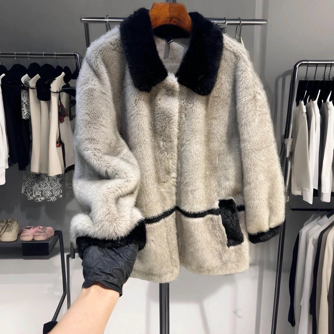 0411介个毛真的狠ok 嗨宁货环保大毛Polo领撞色外套