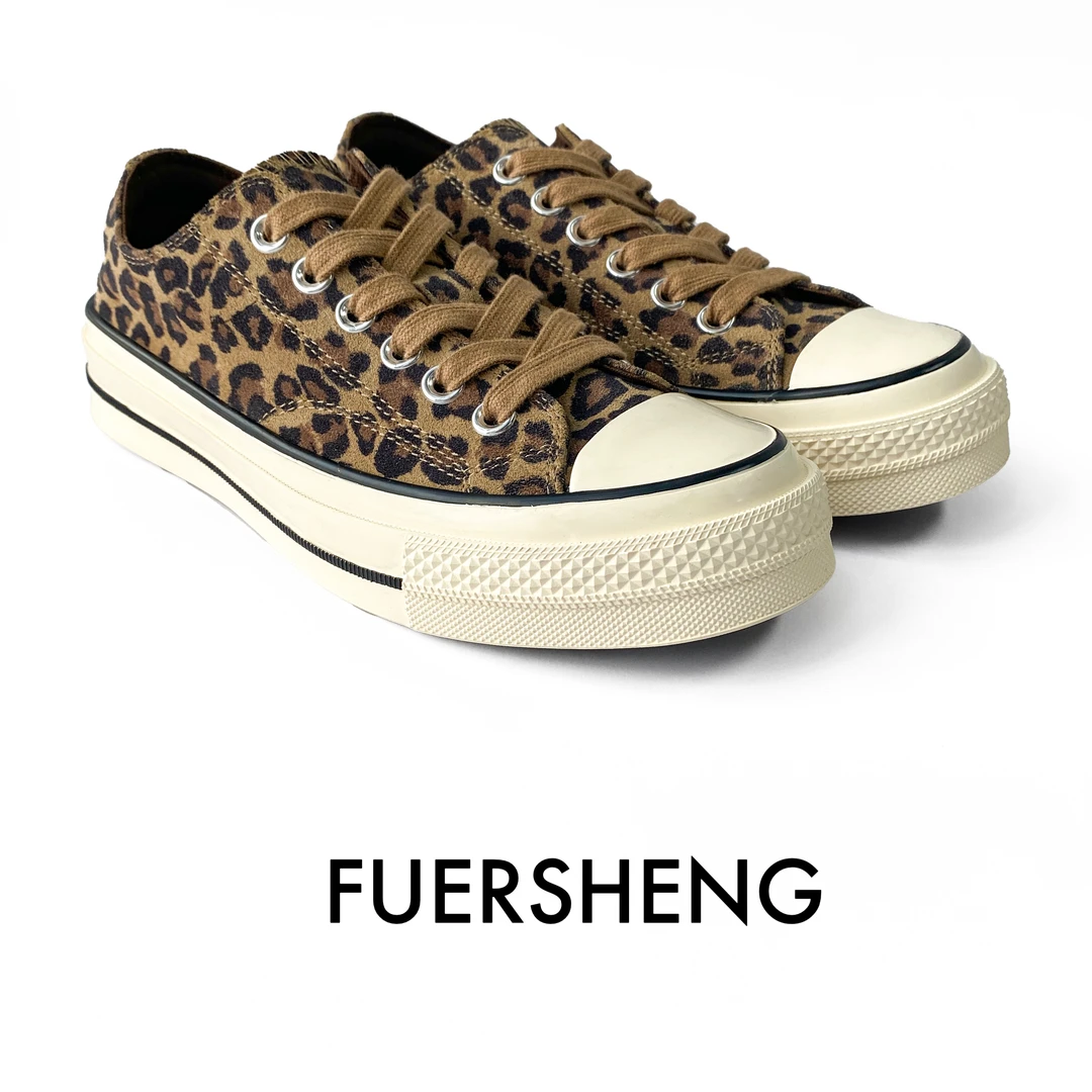 【时尚潮儿】FUERSHENG经典复古低帮头层真皮鞋小众潮流豹纹系带