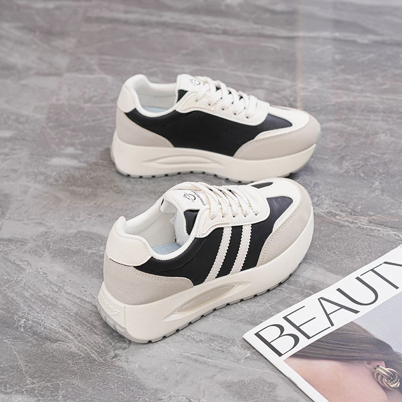 2024新款厚底增高防滑休闲运动女鞋时尚百搭皮面舒适学生潮流女鞋