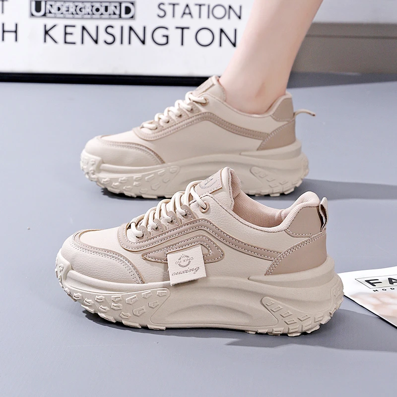 【小个子】增高5cm2025春季新款韩版高帮运动鞋女休闲厚底ins老爹鞋