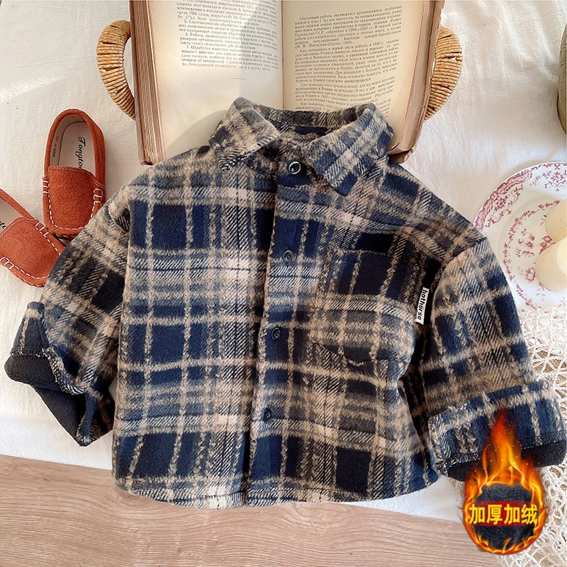 男童加绒外套冬季儿童冬装2024新款小童秋冬女童上衣宝宝加厚洋气