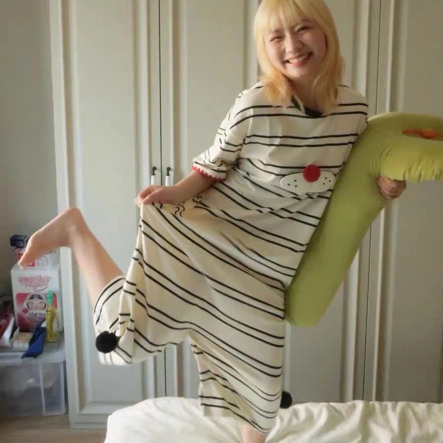 可爱卡通短袖睡衣女夏2024年新款连体睡衣家居服可外穿