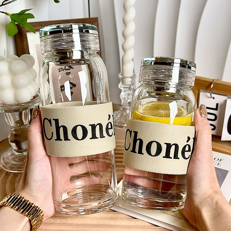 单层高硼硅耐高温透明玻璃水杯女款杯高颜值带盖茶水分离泡茶杯子