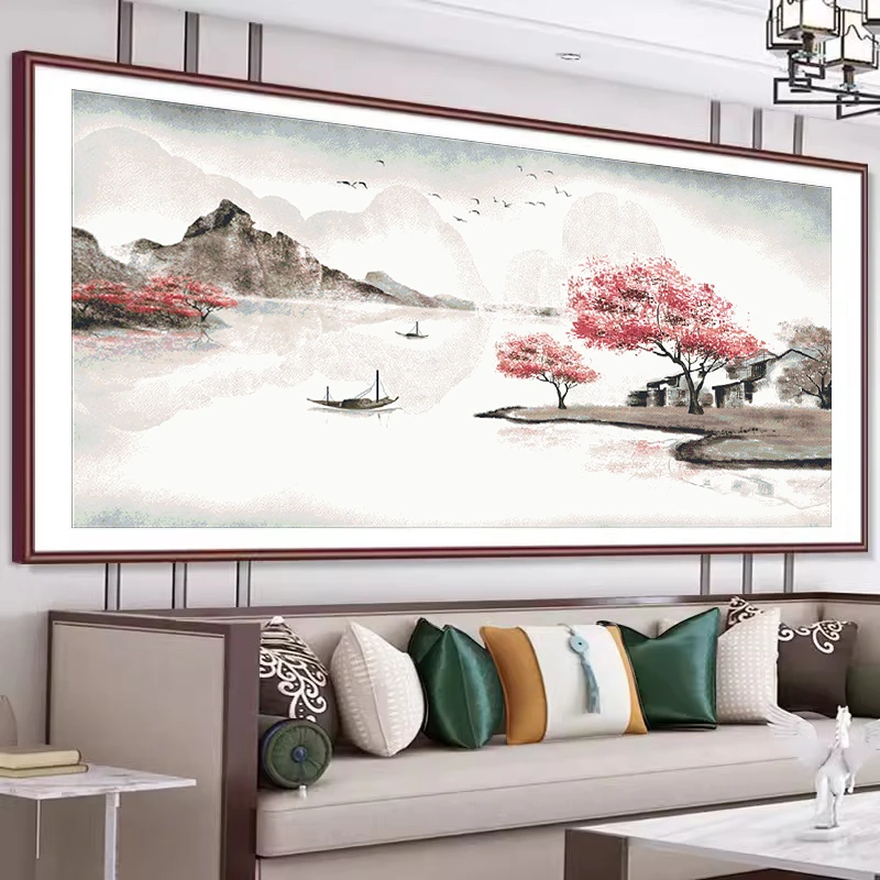 万里长城新品十字绣2024新款线绣客厅大气风景龙抬头高端手工刺绣