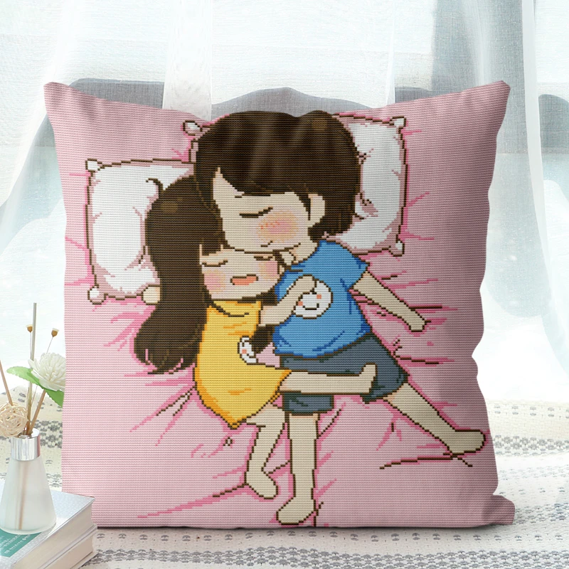 十字绣抱枕套自己绣手工2023新款满线绣简单客厅卧室刺绣小件