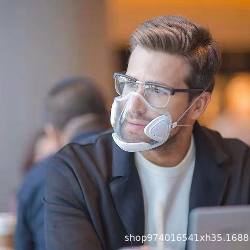 新款唇语口罩PC防雾防飞溅带伐门防护面罩护目镜防尘透明防护镜
