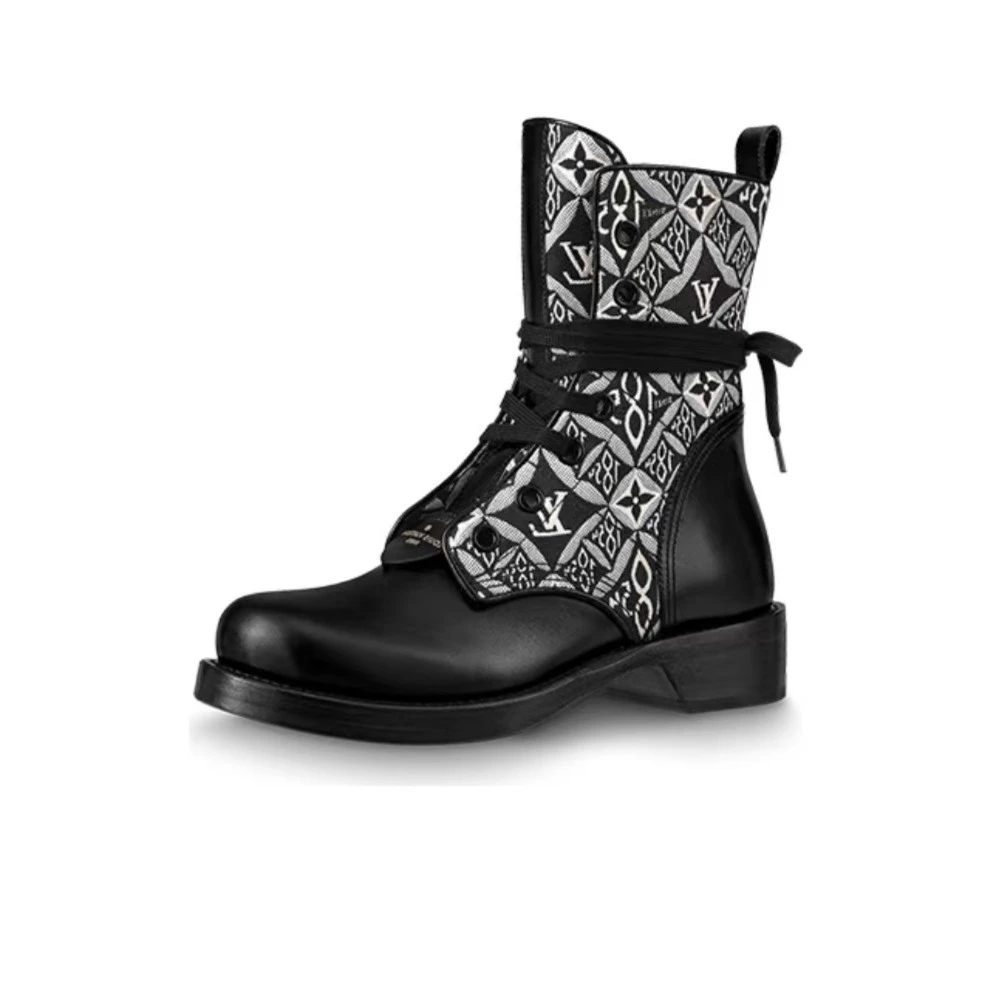 LouisVuitton/路易威登35码/黑色1854印花女士粗跟马丁靴  191