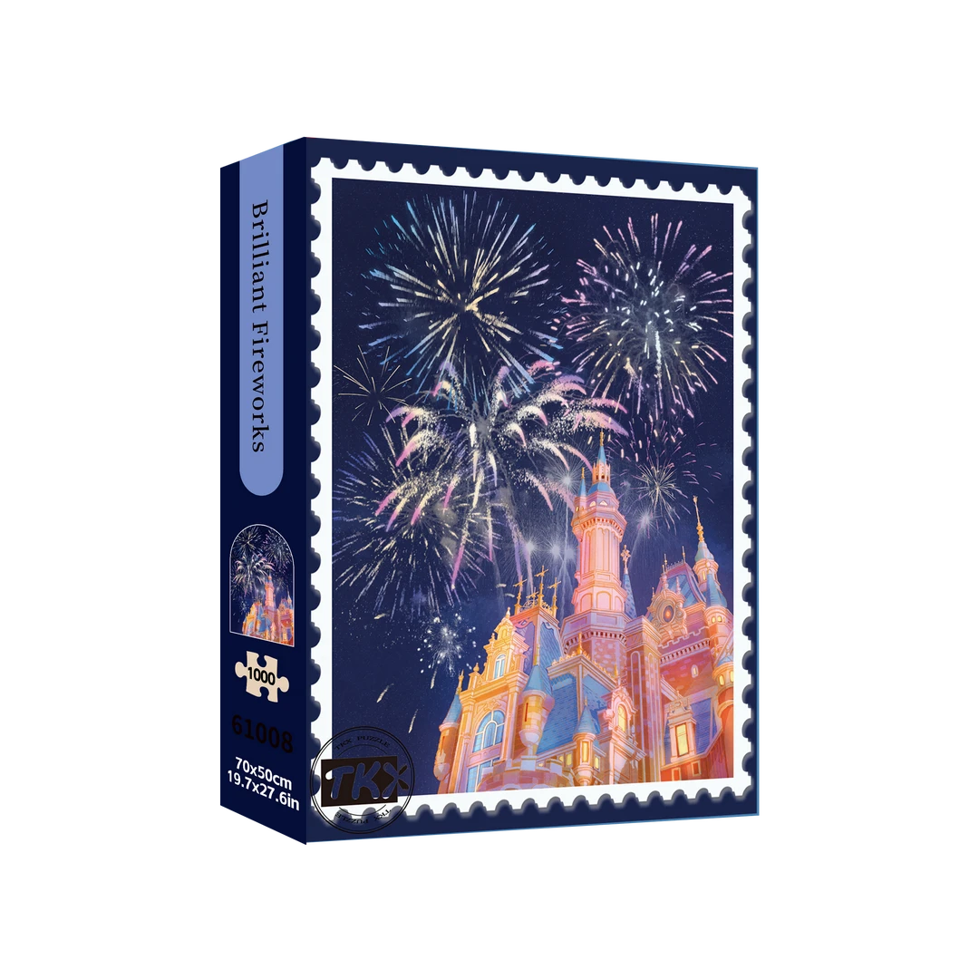 TKX绚烂烟火1000片拼图闪粉工艺蓝卡材质带背分区提示