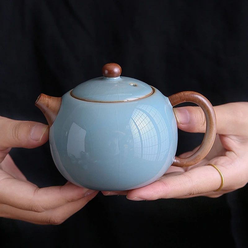 复古汝窑手工家用茶壶功夫茶具泡茶壶单壶陶瓷开片可养