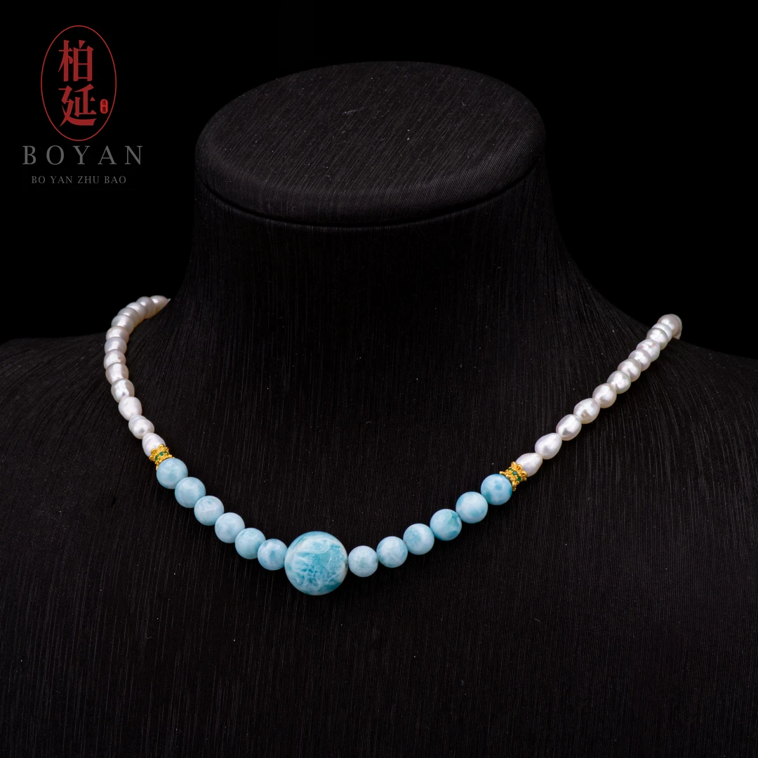 【水系来MI】天然海纹石项链收藏级珍珠项链长链时尚DIY精致XS0252