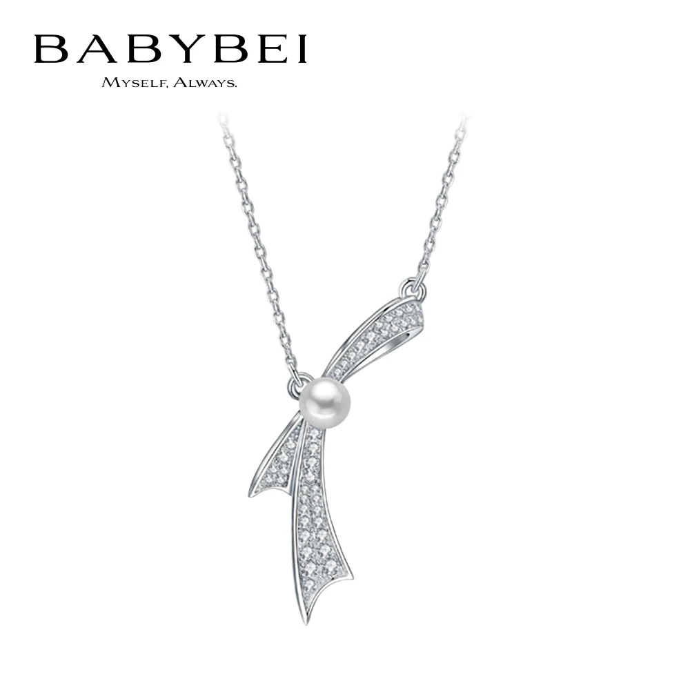 BABYBEI/初贝 坠链均925银 蝴蝶结项链锁骨链贝珠精致简约百搭