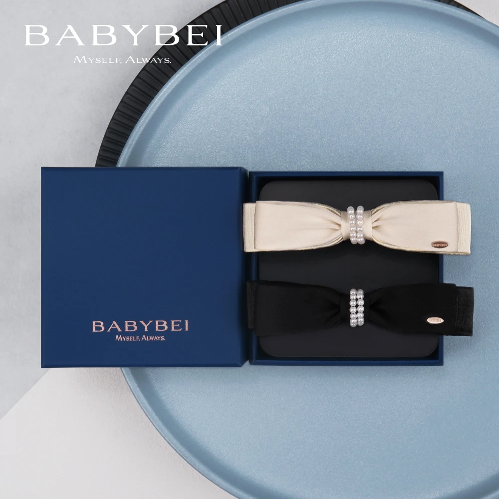 BABYBEI/初贝丝丝高亮珠小号弹簧夹双层气质百搭手工温柔蝴蝶结