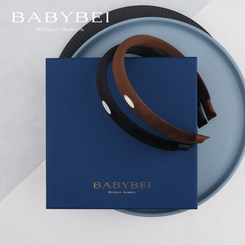 BABYBEI/初贝绒绒母贝细版发箍极简发饰气质秋冬美拉德黑色咖色