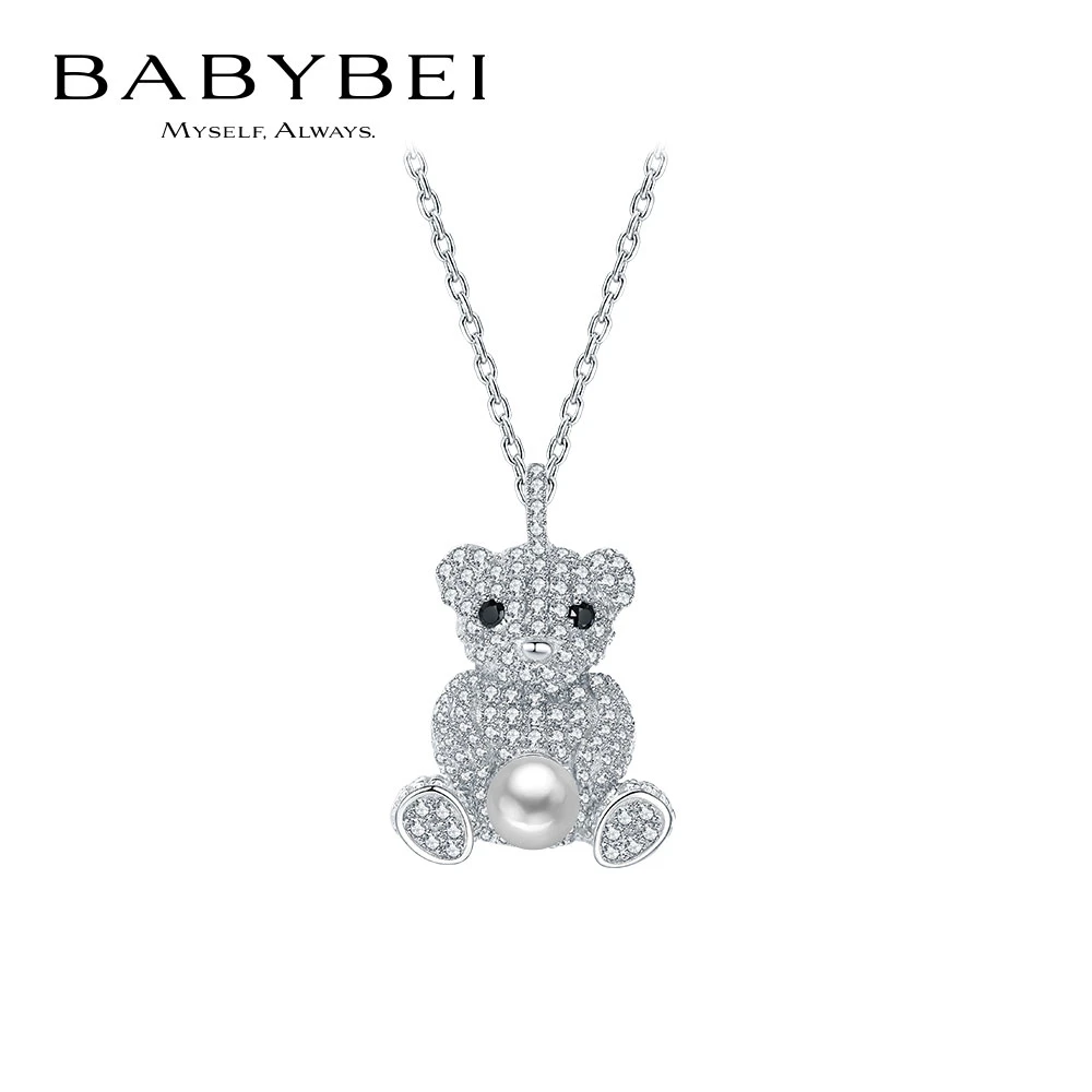 BABYBEI/初贝 坠链均925银 熊熊项链锁骨链女贝珠萌趣可爱甜美