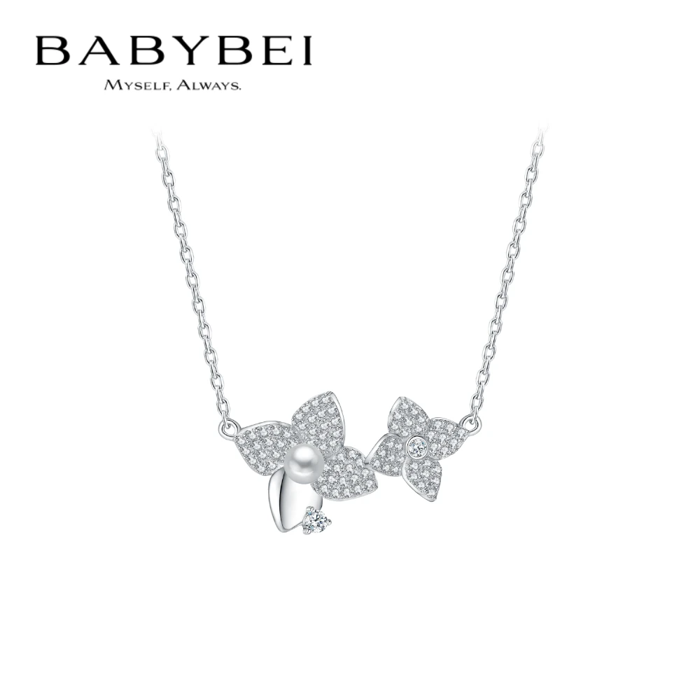 BABYBEI/初贝 坠链均925银 绣球花项链女贝珠清新百搭仙气甜美