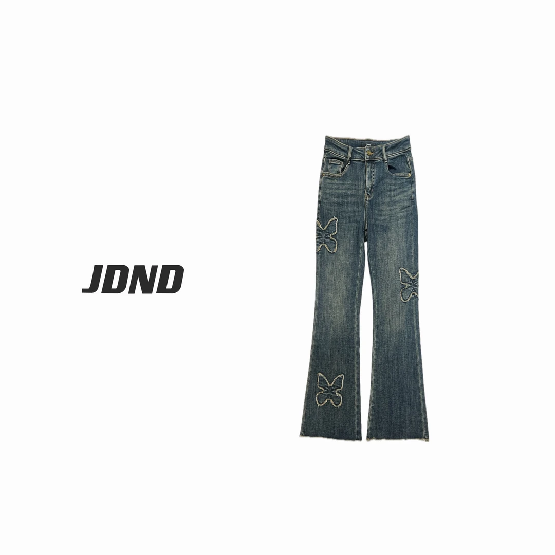 JDND轩羽品牌【蝴蝶结】冬季时尚微喇牛仔裤XY23764