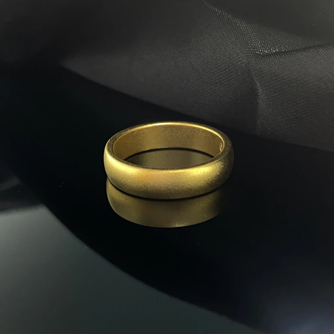 铜合金戒指 古法磨砂素圈戒指5N泥鳅背实心经典素面食指指环复古