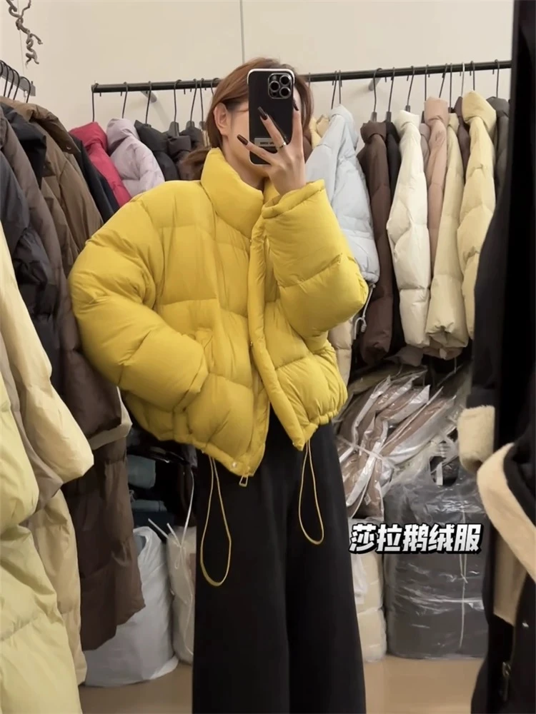 [云朵泡芙]鹅绒服短款冬季女装加厚面包羽绒服新款韩国泡芙外套女