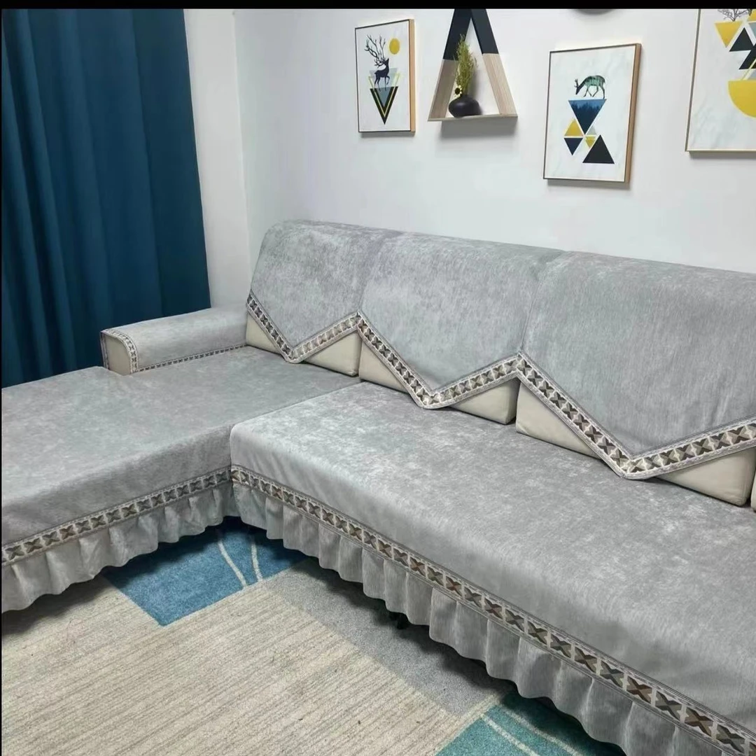 【雪尼尔-全套】四季通用防滑沙发垫简约高档盖布巾皮沙发套全盖罩