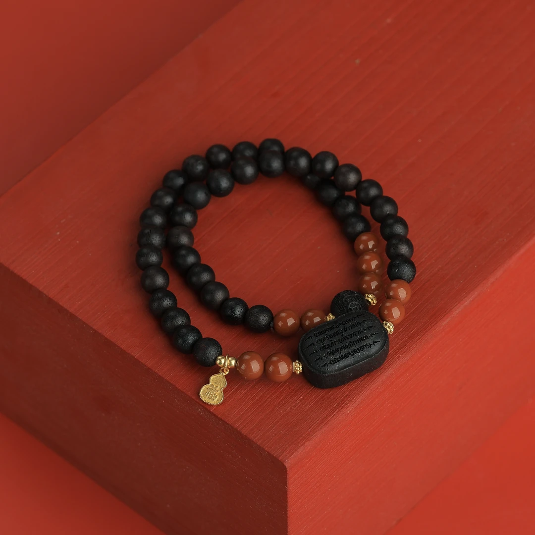 【香木雅集甄选】文玩手串-降真香0.6双圈五条文设计款手串