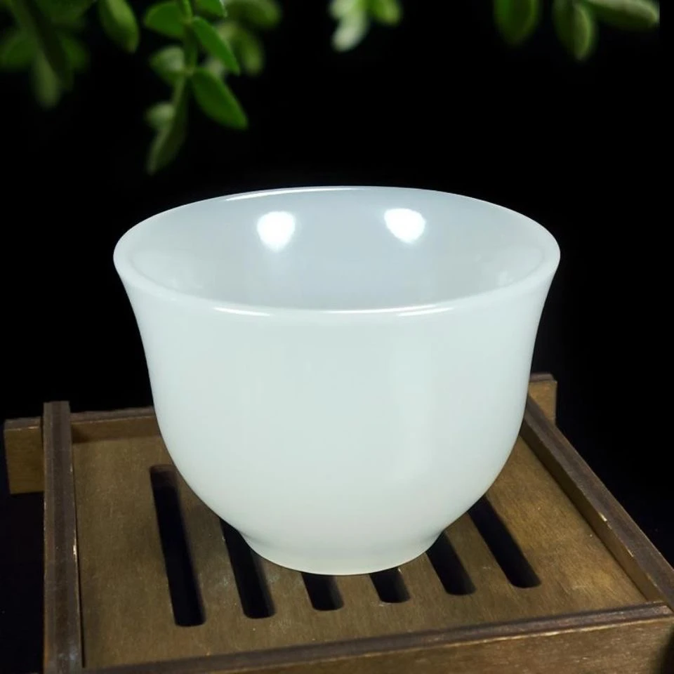 天然玉石色茶杯酒杯功夫茶具养生高端单个主人杯套装喝手工茶杯
