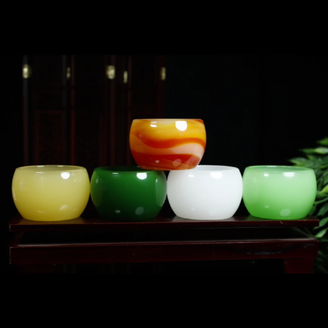 天然玉石色茶杯酒杯功夫茶具养生高端单个主人杯套装喝手工茶杯