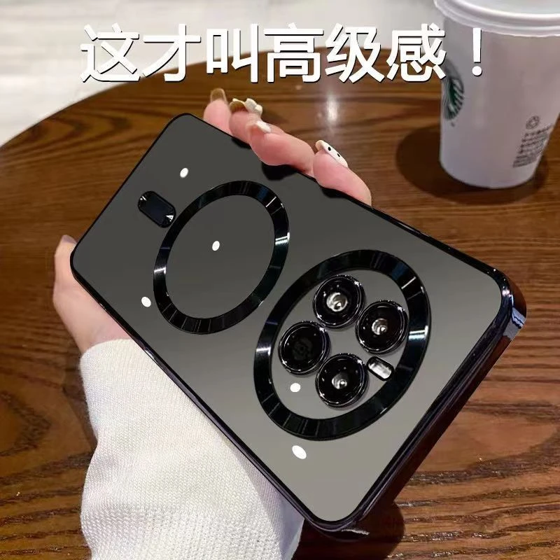 奢华磁吸华为mate30pro手机壳自带镜头膜mate40pro高透防摔50电镀