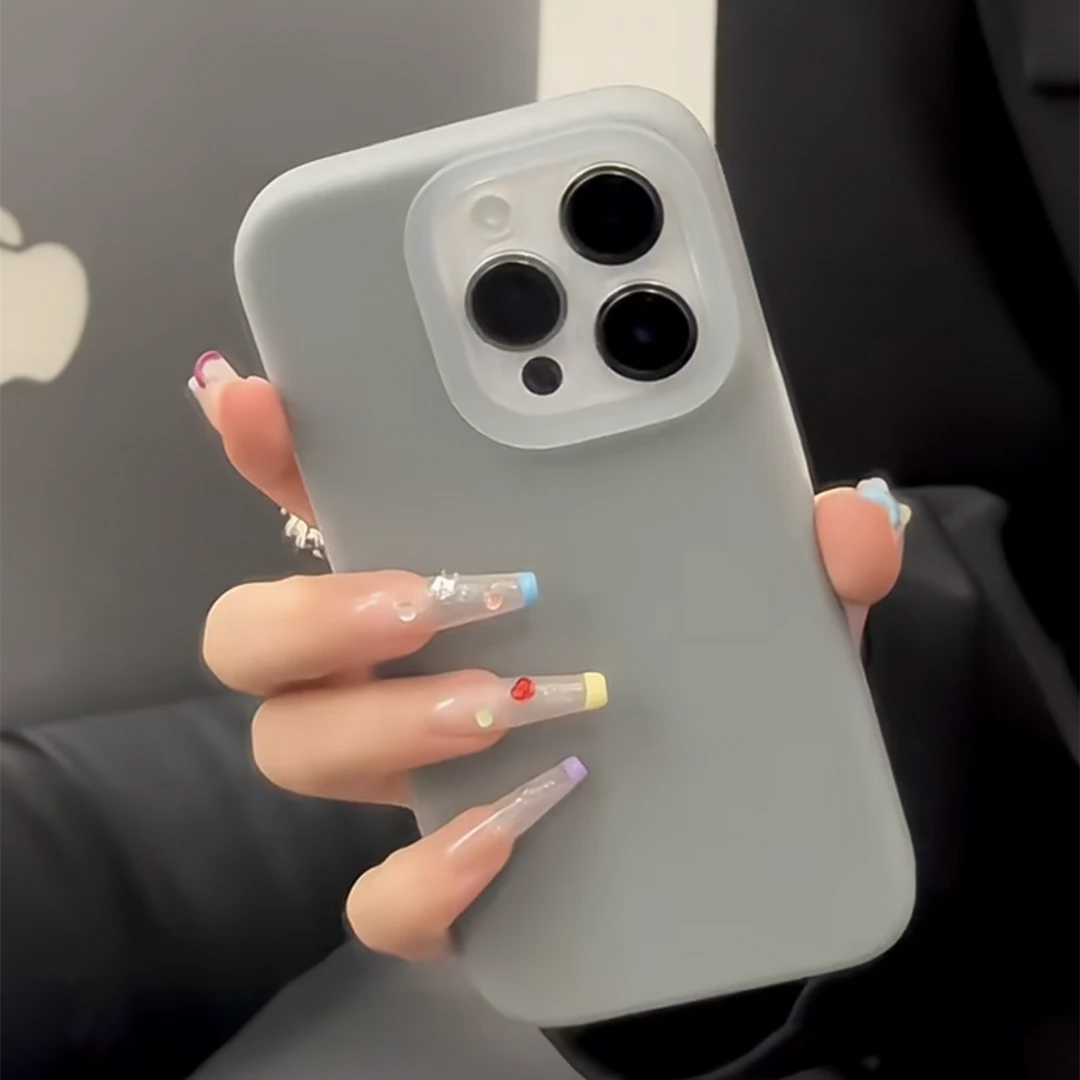 ins风简约果冻纯色苹果15pro手机壳iPhone14保护套13磨砂12全包16