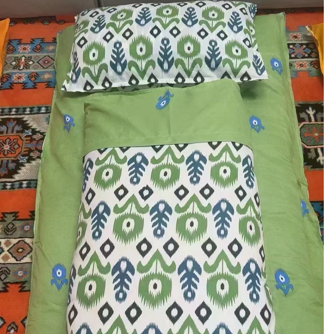 2025年最新款透气特色艾德莱斯款式单人三件套家用简约民族风时尚