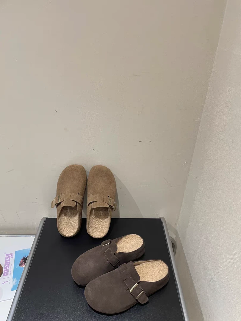 舒适百搭加绒款吐司博肯豆豆包头拖鞋