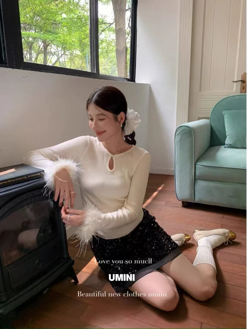 【小巧定制】XQ2168秋季新款百搭显瘦镂空打底