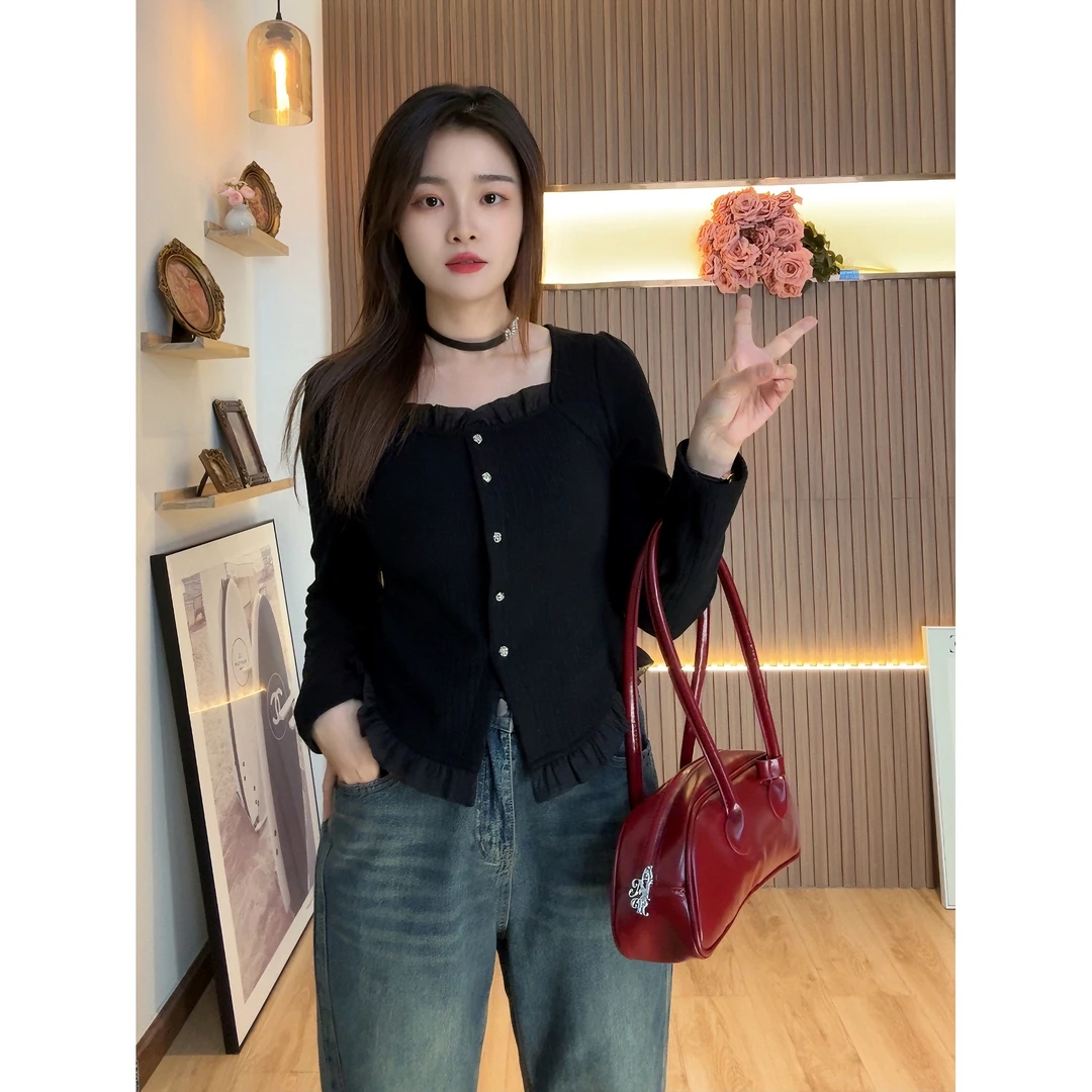 【仅上衣】花老爷微胖冬季新款收腰弹力时尚小上衣HLY3117