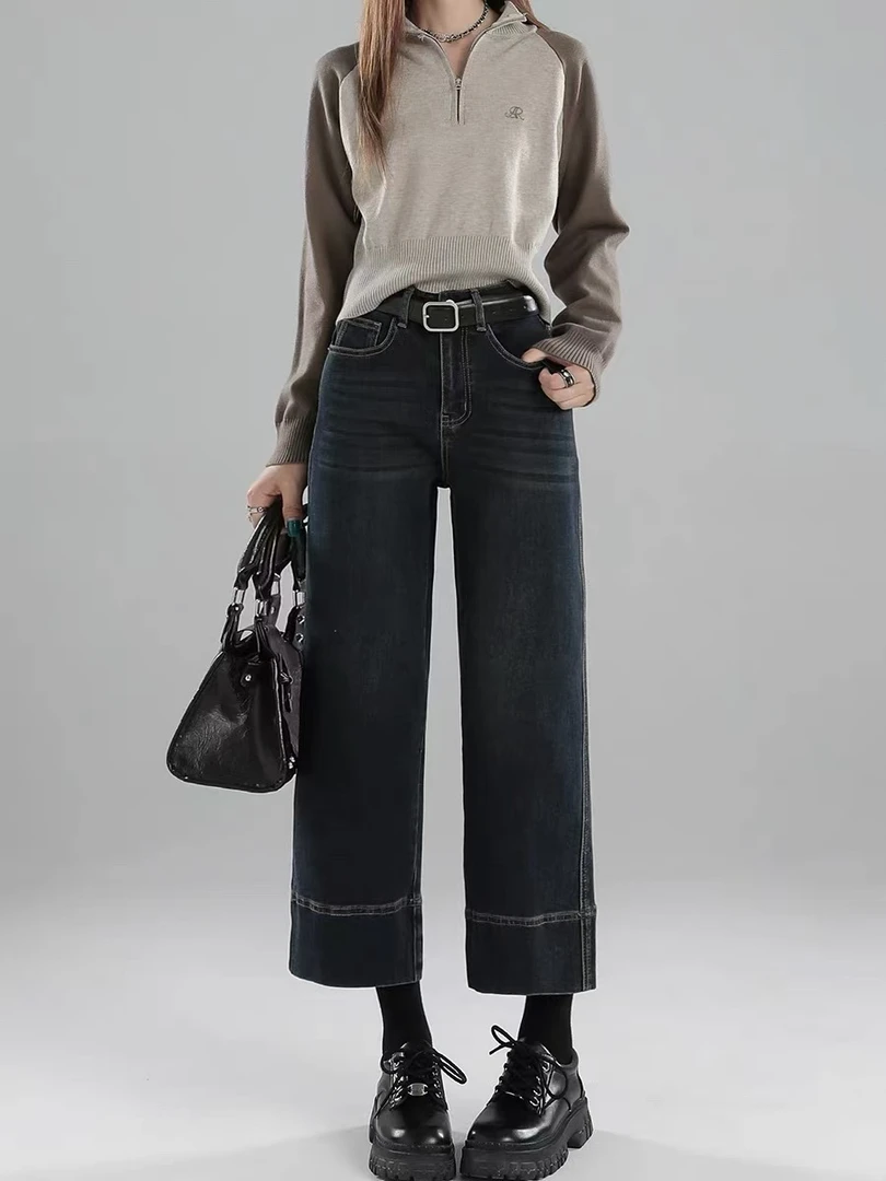 【小巧定制】XQ2200秋季新款百搭直筒烟管牛仔裤