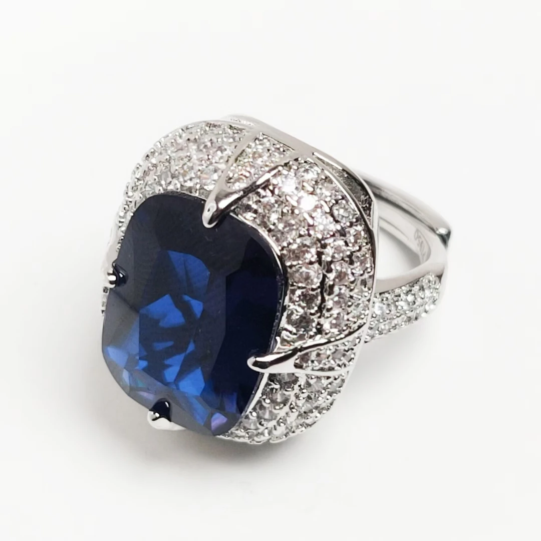 戒指【蓝色】豪镶个性蓝色戒指-506