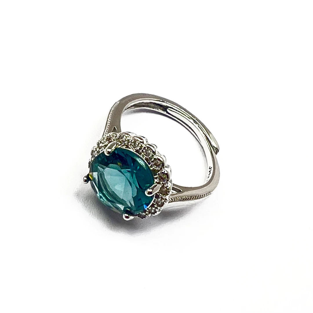 戒指【蓝色】轻奢时尚简约绿色戒指-602