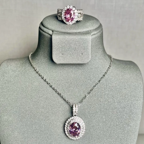 套装【紫色】时尚轻奢百搭款戒指吊坠-036