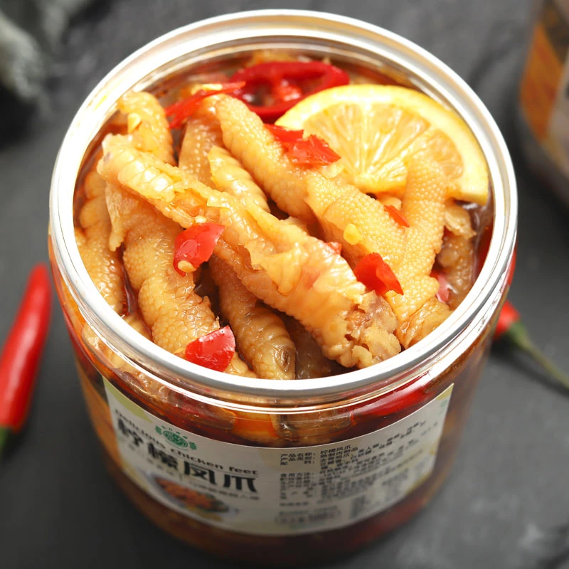 袁方食品无骨鸡爪即食罐装网红零食小吃酸辣去骨微辣柠檬凤爪500g