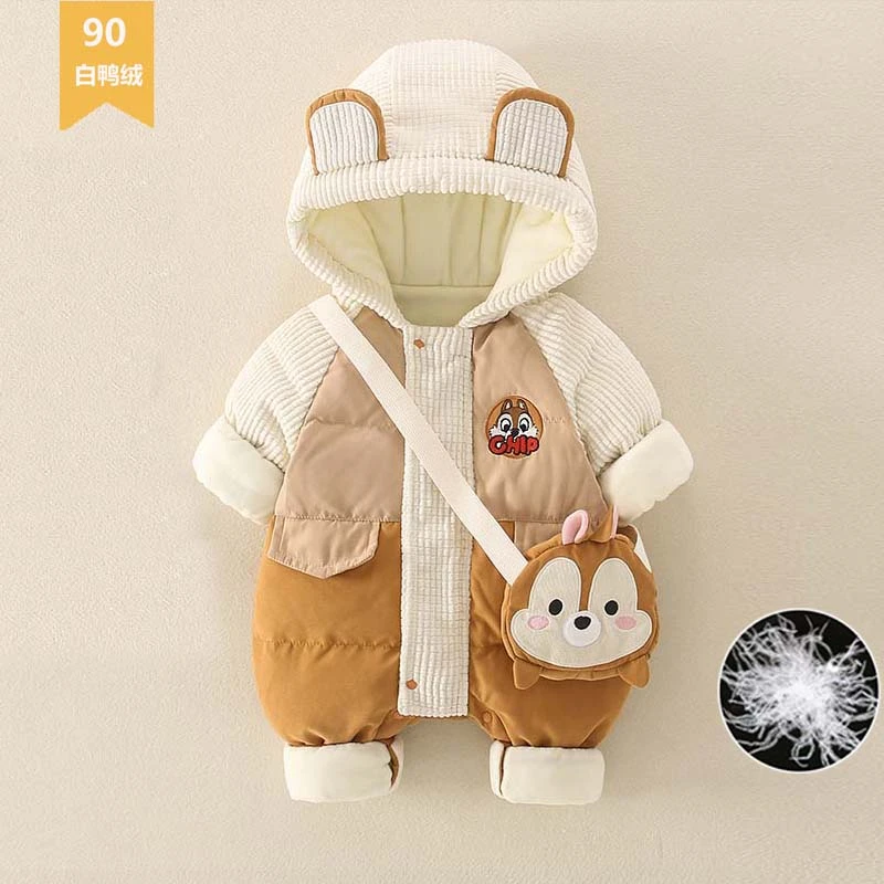 0一3月冬天衣服婴儿冬季外出抱衣男宝宝90绒服外套新生儿冬装90绒