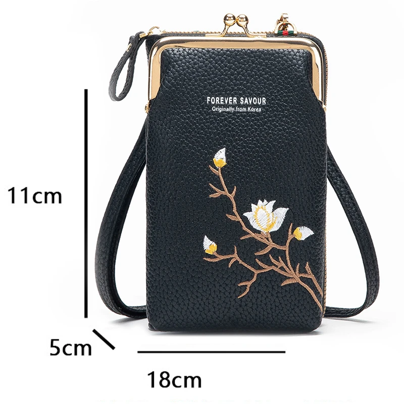 宠粉牡丹花朵刺绣小包手机包单肩斜挎包小包包10*4*18cm