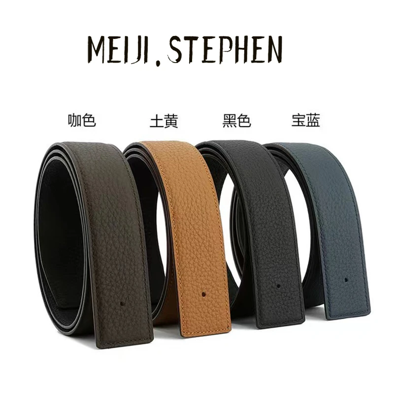 明治史蒂芬品牌皮带男头层牛皮商务双面佩戴真皮裤带替换带38毫米