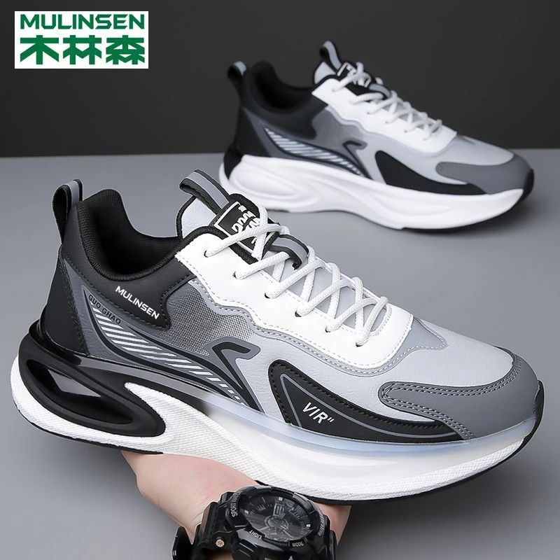 木林森男鞋2024夏季新款透气网面学生跑步鞋时尚潮软底男士运动鞋