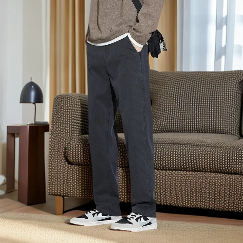 2024秋冬纯色松紧腰阔腿休闲裤男宽松直筒潮牌百搭垂顺抗皱运动裤