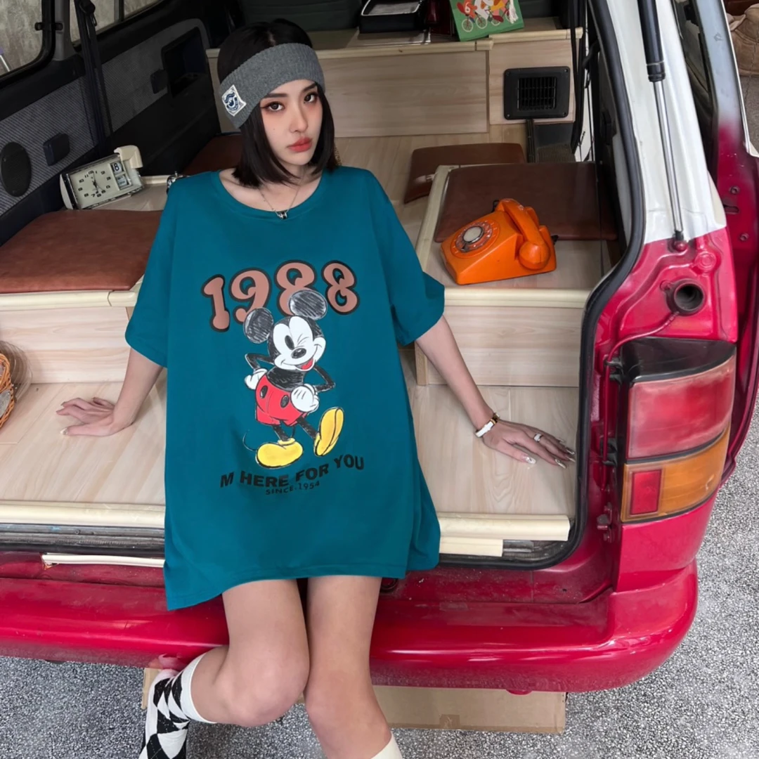 120-210斤 衣长75胸围135韩国东大门米奇侧加宽冰棉T恤