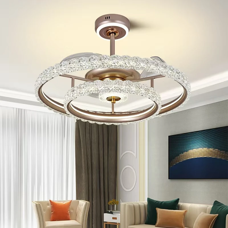 简约现代客餐厅风扇灯轻奢高端大气静音隐形餐厅卧室风扇家用吊灯