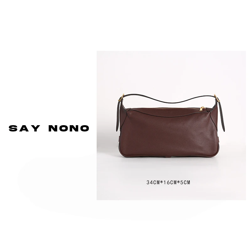 say nono 腋下包饺子包大容量牛皮月亮包单肩手提包