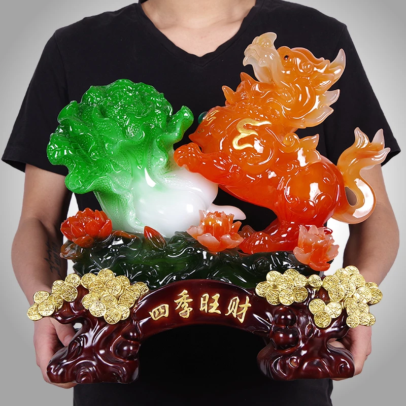 招财貔貅摆件 开业乔迁礼品玉白菜四季旺财公司店铺收银台装饰品