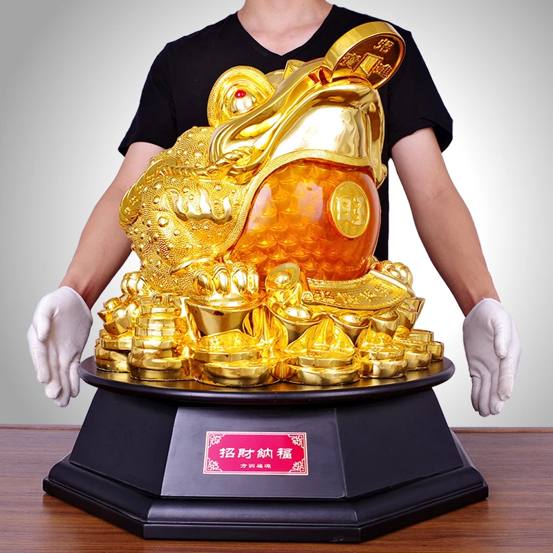 招财纳福三足金蟾大号 开业礼品乔迁礼品金蟾蜍招财工艺品摆件