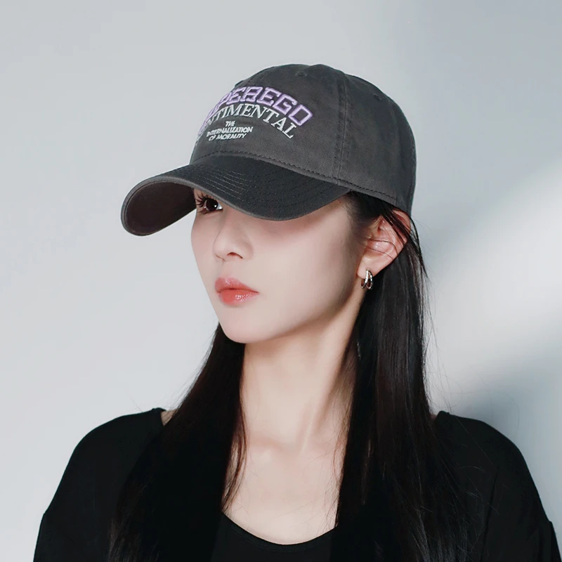 新款韩版字母刺绣鸭舌帽女春秋季时尚软顶棒球帽男户外休闲帽子